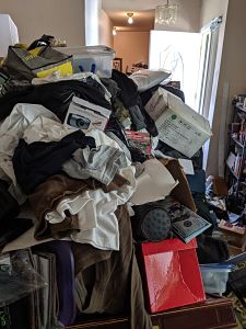 huge pile of junk taking up the entire room